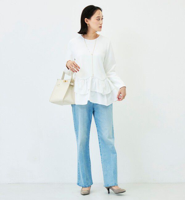 NOLLEY'S「《セットアップ対応/UVカット/2WAYストレッチ》ウォッシャブダルンボール裾フリルプルオーバー」|Tシャツ・カットソー|