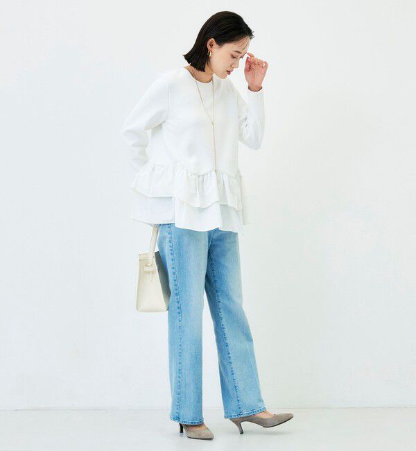 NOLLEY'S「《セットアップ対応/UVカット/2WAYストレッチ》ウォッシャブダルンボール裾フリルプルオーバー」|Tシャツ・カットソー|