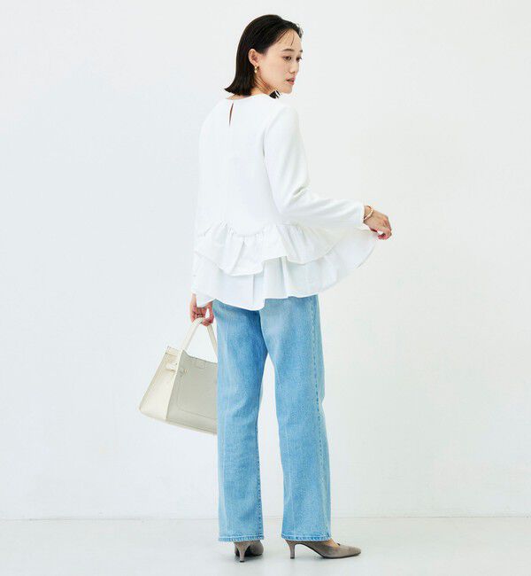 NOLLEY'S「《セットアップ対応/UVカット/2WAYストレッチ》ウォッシャブダルンボール裾フリルプルオーバー」|Tシャツ・カットソー|