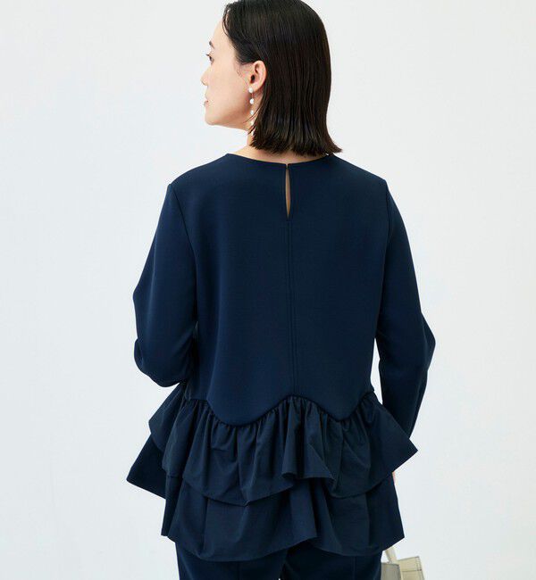NOLLEY'S「《セットアップ対応/UVカット/2WAYストレッチ》ウォッシャブダルンボール裾フリルプルオーバー」|Tシャツ・カットソー|