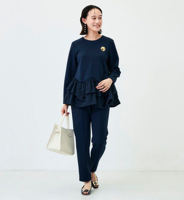 NOLLEY'S「《セットアップ対応/UVカット/2WAYストレッチ》ウォッシャブダルンボール裾フリルプルオーバー」|Tシャツ・カットソー|