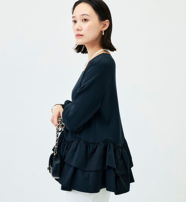 NOLLEY'S「《セットアップ対応/UVカット/2WAYストレッチ》ウォッシャブダルンボール裾フリルプルオーバー」|Tシャツ・カットソー|