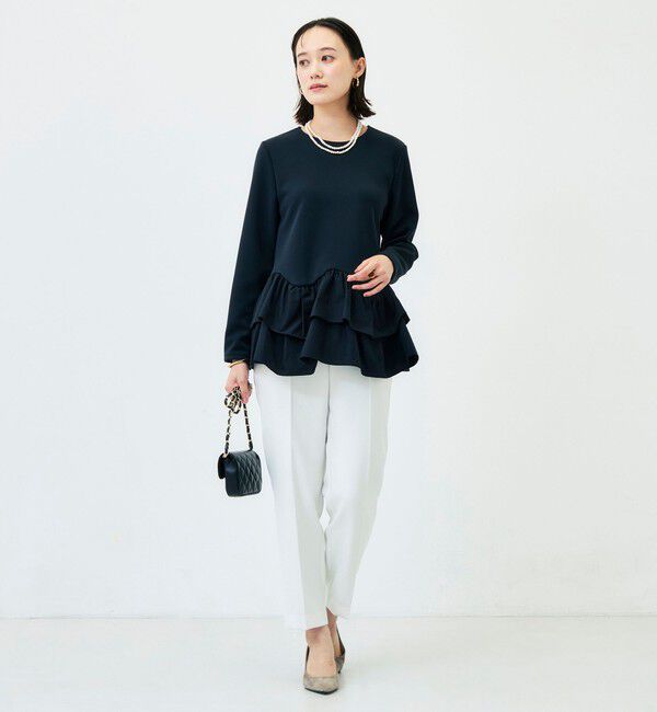 NOLLEY'S「《セットアップ対応/UVカット/2WAYストレッチ》ウォッシャブダルンボール裾フリルプルオーバー」|Tシャツ・カットソー|