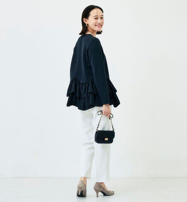NOLLEY'S「《セットアップ対応/UVカット/2WAYストレッチ》ウォッシャブダルンボール裾フリルプルオーバー」|Tシャツ・カットソー|