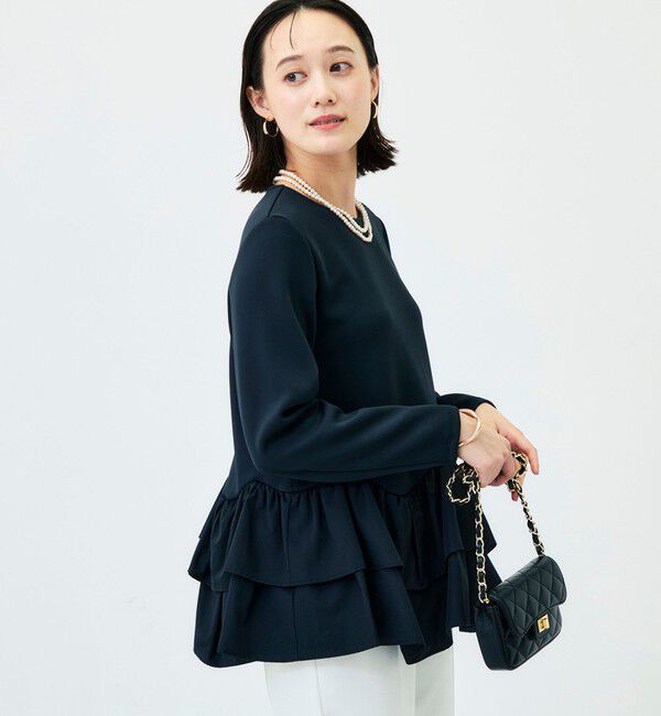 NOLLEY'S「《セットアップ対応/UVカット/2WAYストレッチ》ウォッシャブダルンボール裾フリルプルオーバー」|Tシャツ・カットソー|