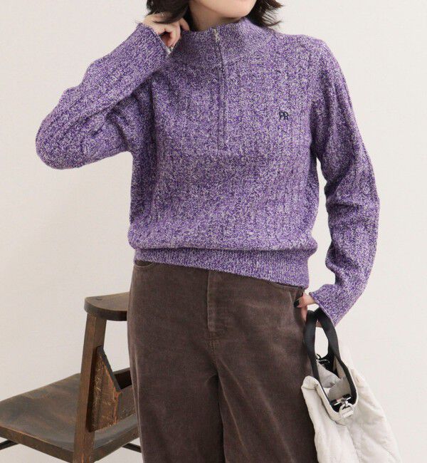 fredy emue「FR刺しゅうケーブル柄ハーフZIPプルオーバー」|ニット・セーター|パープル系その他