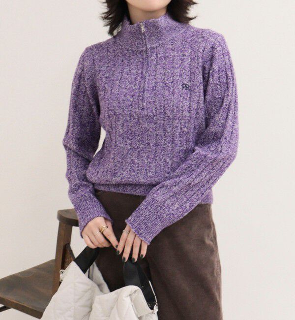 fredy emue「FR刺しゅうケーブル柄ハーフZIPプルオーバー」|ニット・セーター|