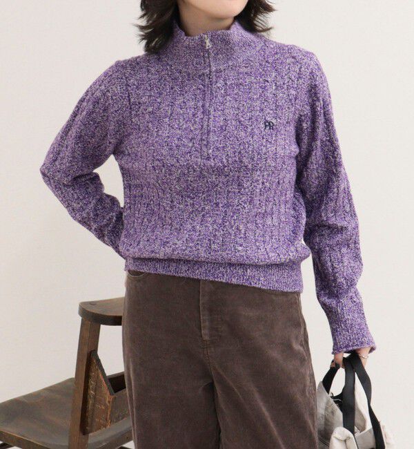 fredy emue「FR刺しゅうケーブル柄ハーフZIPプルオーバー」|ニット・セーター|