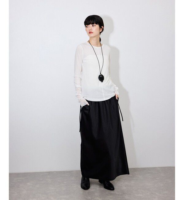 ADAM ET ROPE'「【サステナブル】エアリーシアーカフスカットソー」|Tシャツ・カットソー|
