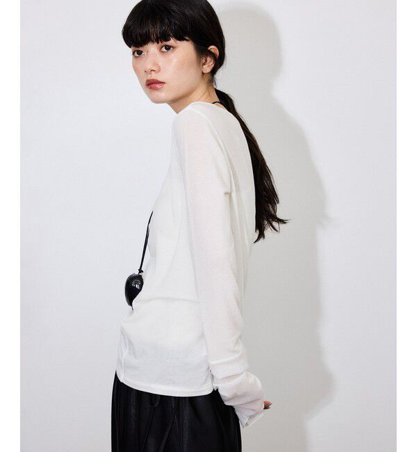 ADAM ET ROPE'「【サステナブル】エアリーシアーカフスカットソー」|Tシャツ・カットソー|