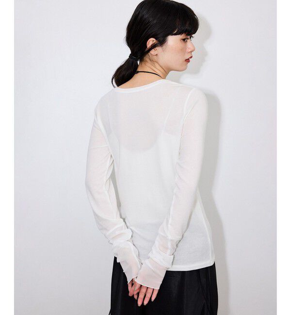 ADAM ET ROPE'「【サステナブル】エアリーシアーカフスカットソー」|Tシャツ・カットソー|
