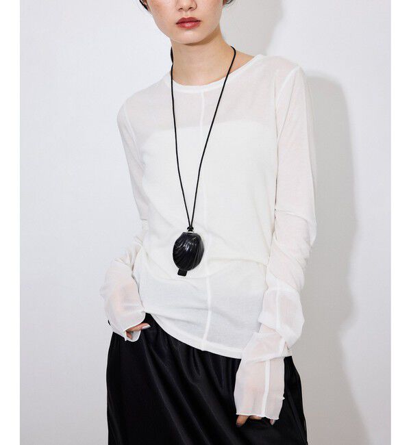 ADAM ET ROPE'「【サステナブル】エアリーシアーカフスカットソー」|Tシャツ・カットソー|ホワイト(10)