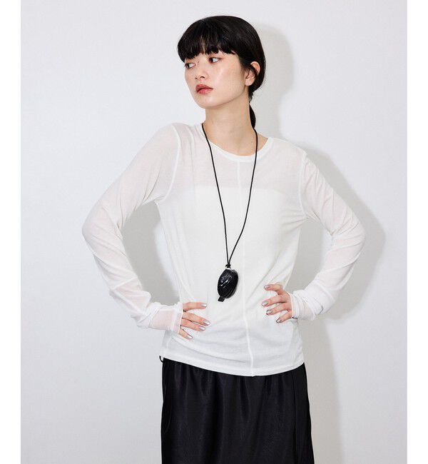 ADAM ET ROPE'「【サステナブル】エアリーシアーカフスカットソー」|Tシャツ・カットソー|