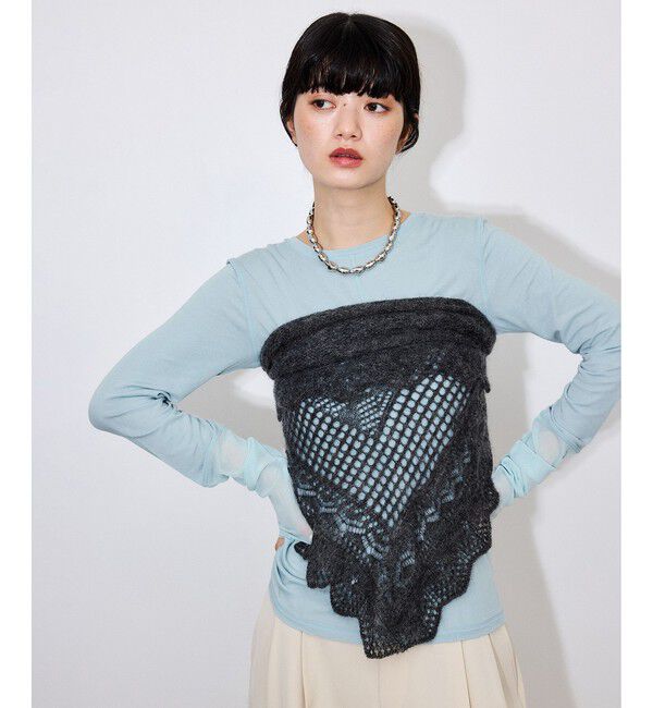 ADAM ET ROPE'「【サステナブル】エアリーシアーカフスカットソー」|Tシャツ・カットソー|