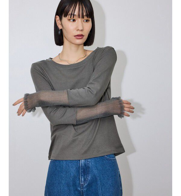ADAM ET ROPE'「シアーフリルクルーネックプルオーバー」|Tシャツ・カットソー|