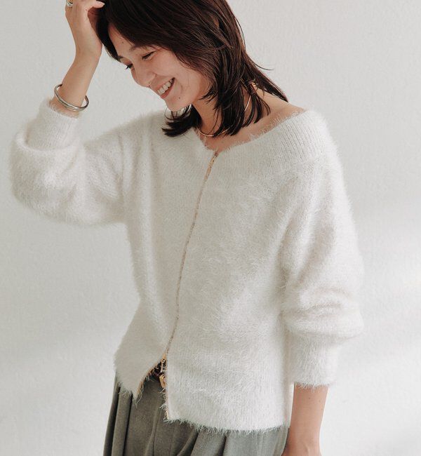  「ペーパーフェザーZIPニット」|カーディガン|