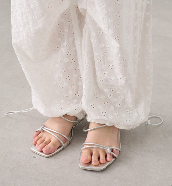  「コットン刺繍ドロストパンツ」|チノ|