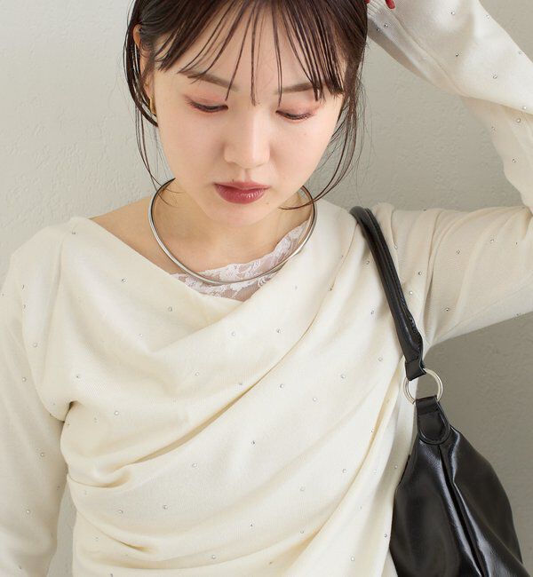  「【WEB限定】26AWレースドッキングオフショルリブニット」|パーカー|