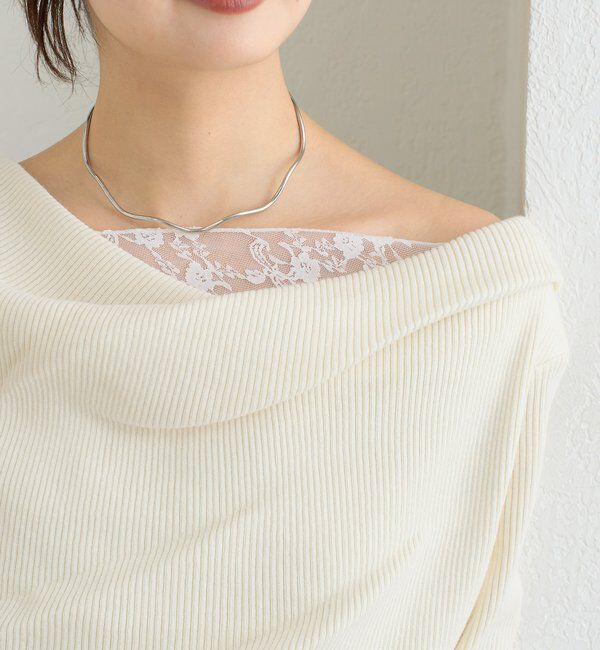  「【WEB限定】26AWレースドッキングオフショルリブニット」|パーカー|