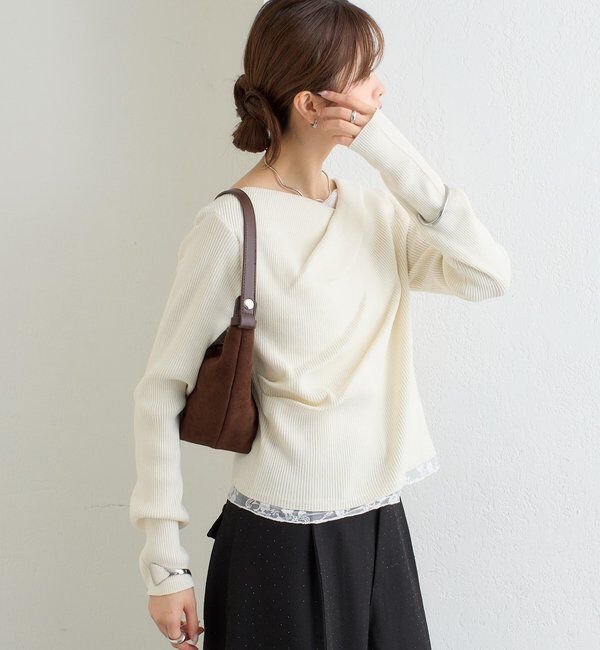  「【WEB限定】26AWレースドッキングオフショルリブニット」|パーカー|