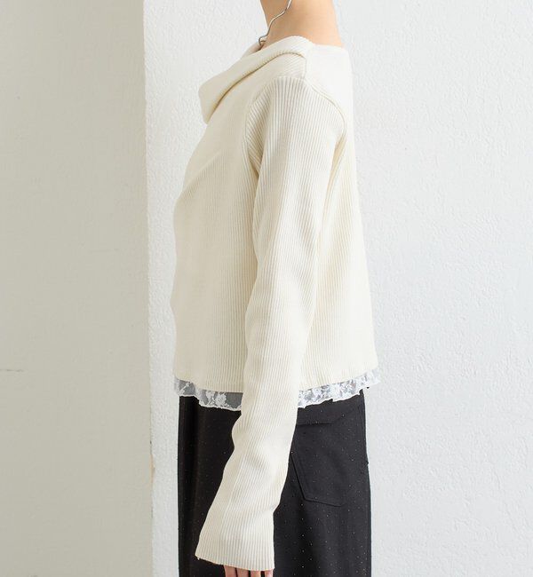  「【WEB限定】26AWレースドッキングオフショルリブニット」|パーカー|