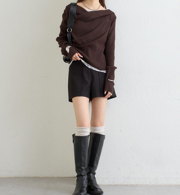  「【WEB限定】26AWレースドッキングオフショルリブニット」|パーカー|
