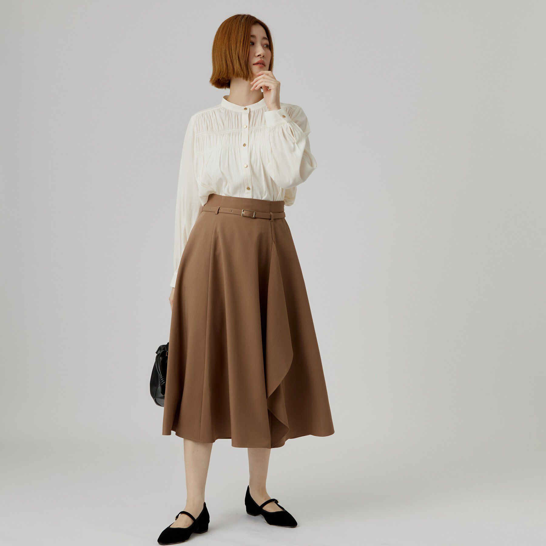 grove「【通勤/きれいめ】上品な艶を纏う ヴィンテージサテンブラウス」|シャツ・ブラウス|
