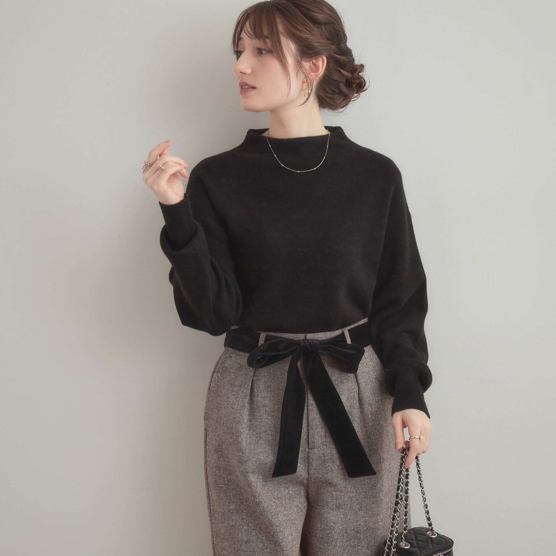 Couture broach「【ゆるふわ・通勤】リッシュアンゴラ バックパール調ニット」|ニット・セーター|