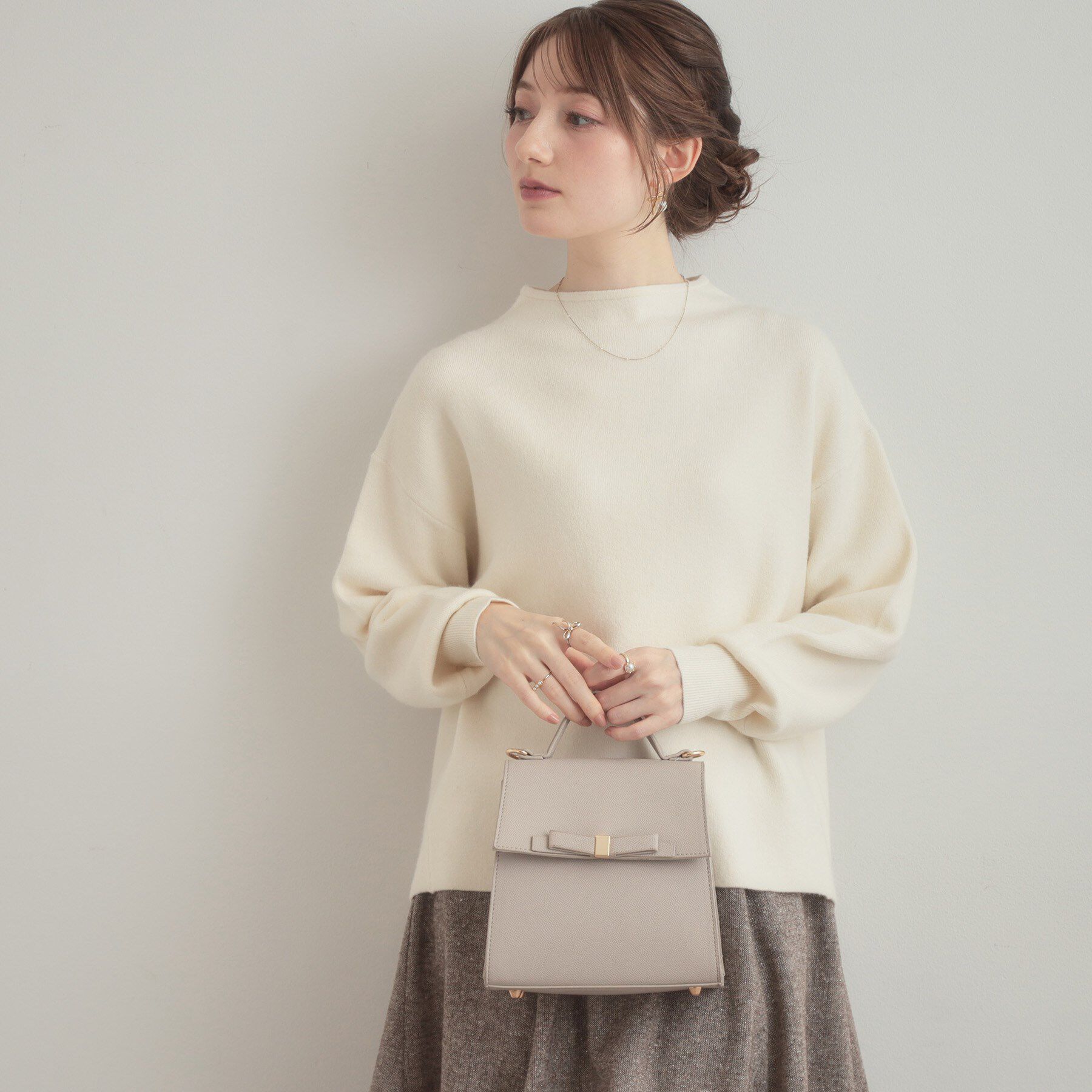 Couture broach「【ゆるふわ・通勤】リッシュアンゴラ バックパール調ニット」|ニット・セーター|