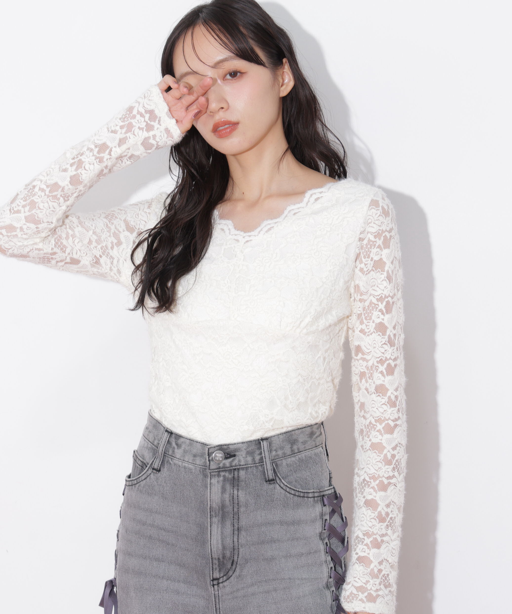  「スカラップレーストップス」|Tシャツ・カットソー|