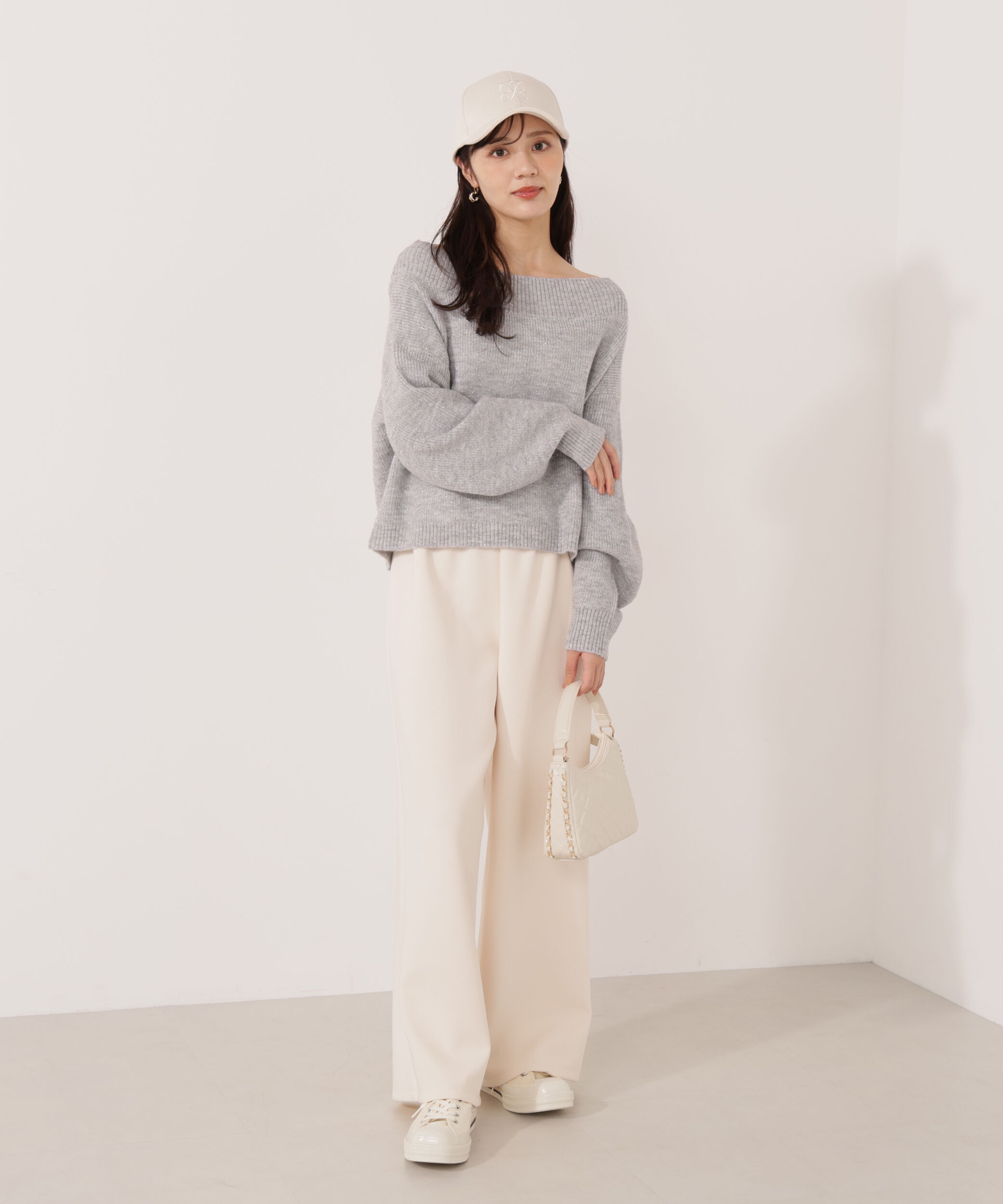 PROPORTION BODY DRESSING「ラメ入りオフショル畔ニット 25AW」|ニット・セーター|