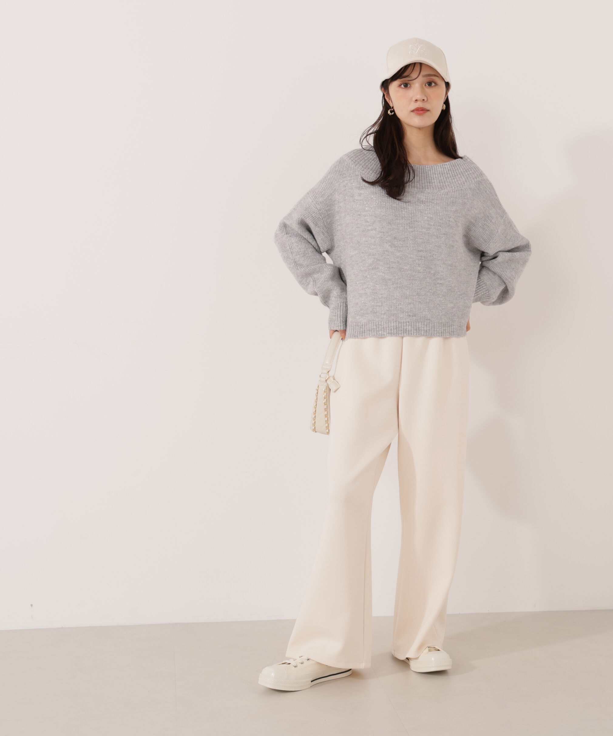PROPORTION BODY DRESSING「ラメ入りオフショル畔ニット 25AW」|ニット・セーター|