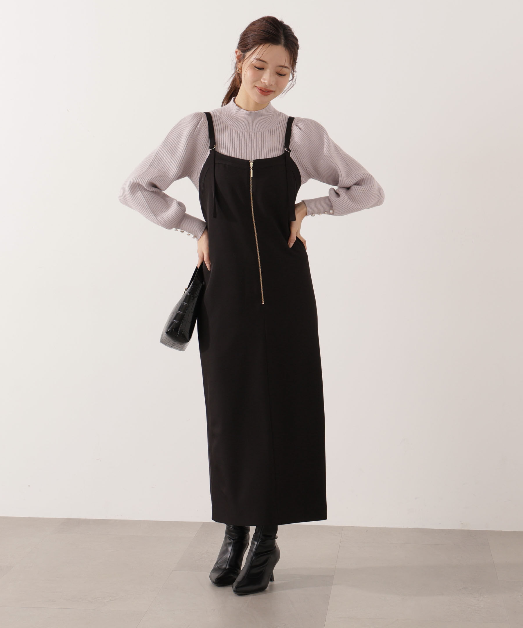 PROPORTION BODY DRESSING「＜ハンドウォッシャブル＞ハイネックボリュームスリーブニット 25AW」|ニット・セーター|