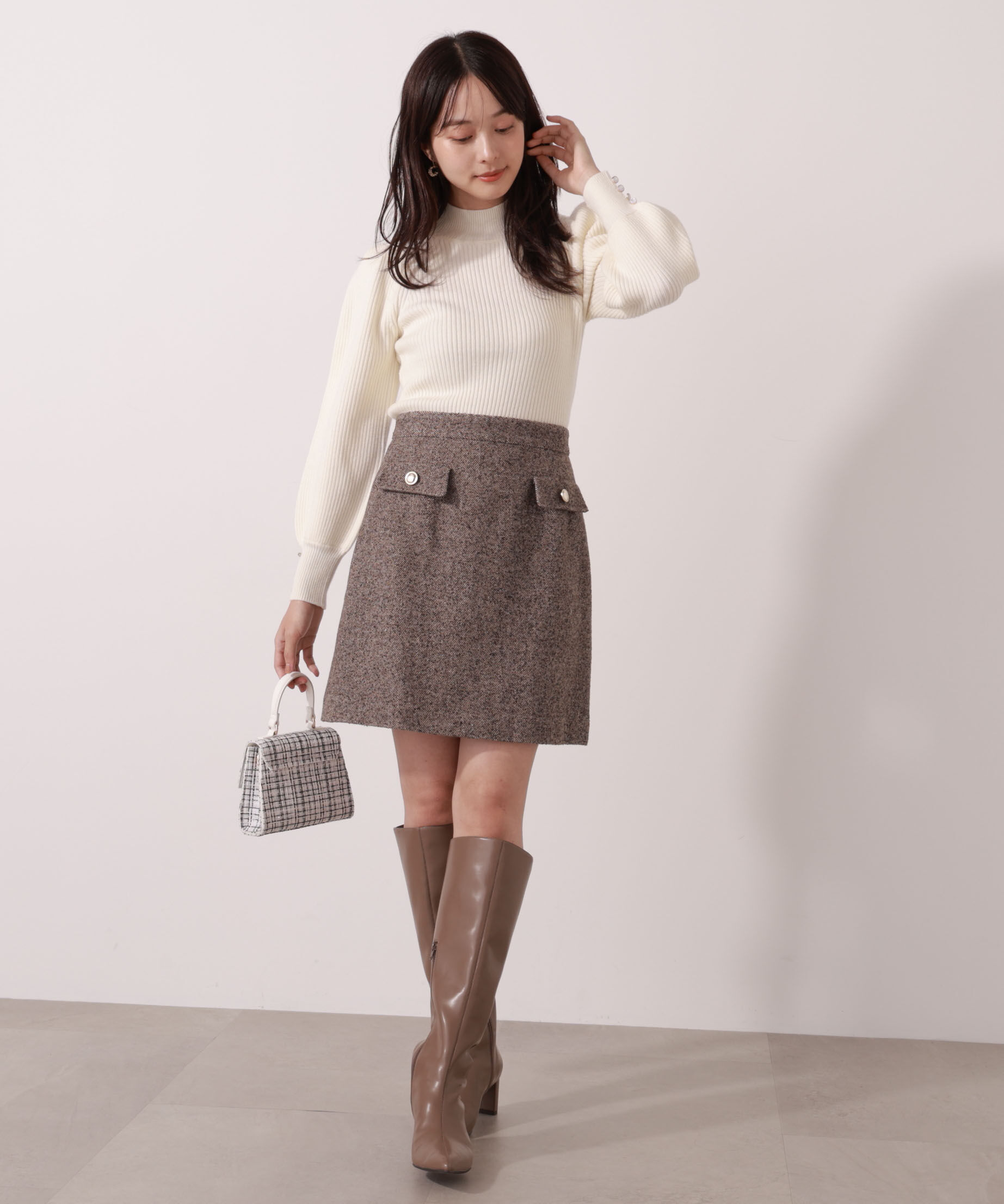 PROPORTION BODY DRESSING「＜ハンドウォッシャブル＞ハイネックボリュームスリーブニット 25AW」|ニット・セーター|