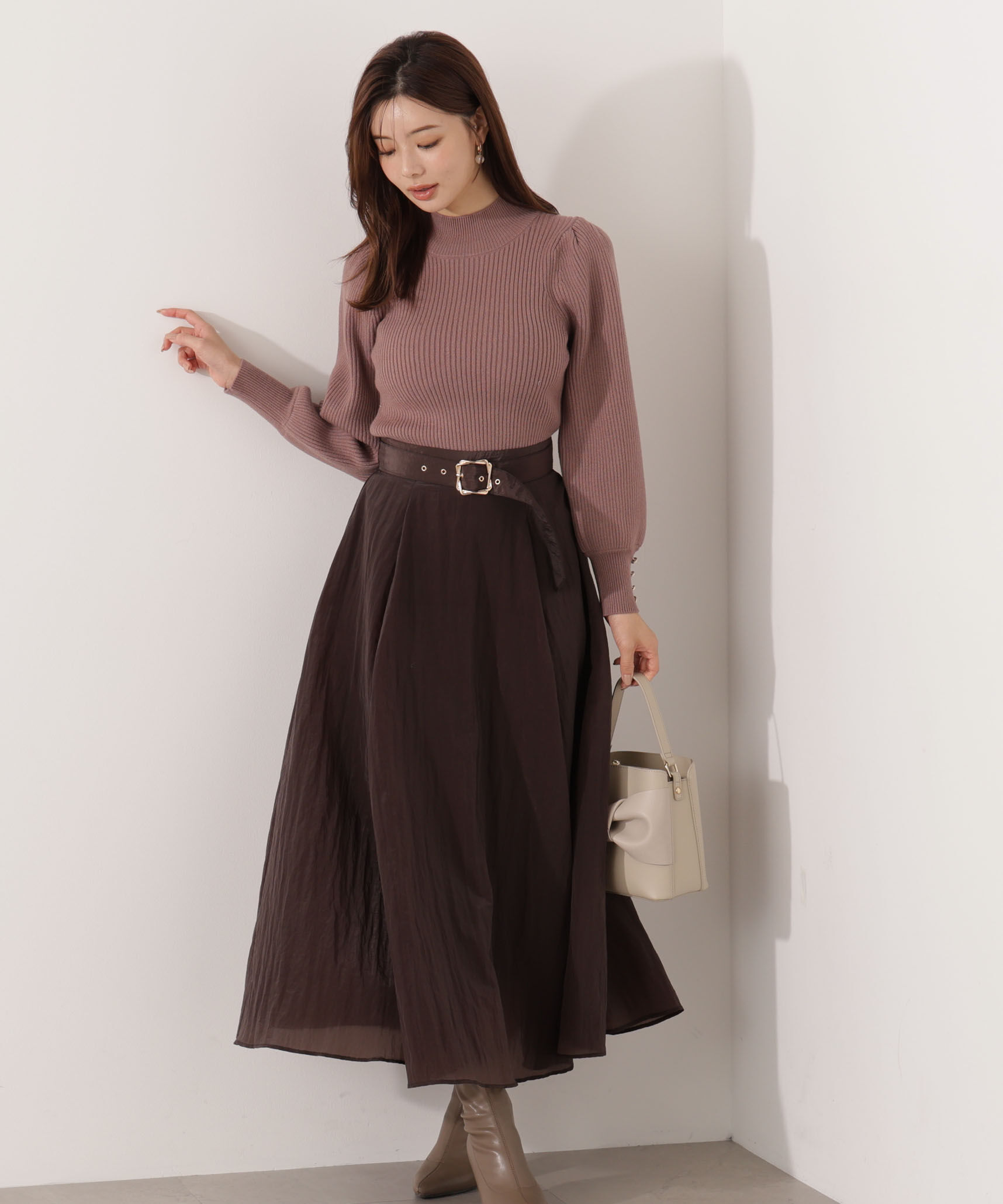 PROPORTION BODY DRESSING「＜ハンドウォッシャブル＞ハイネックボリュームスリーブニット 25AW」|ニット・セーター|