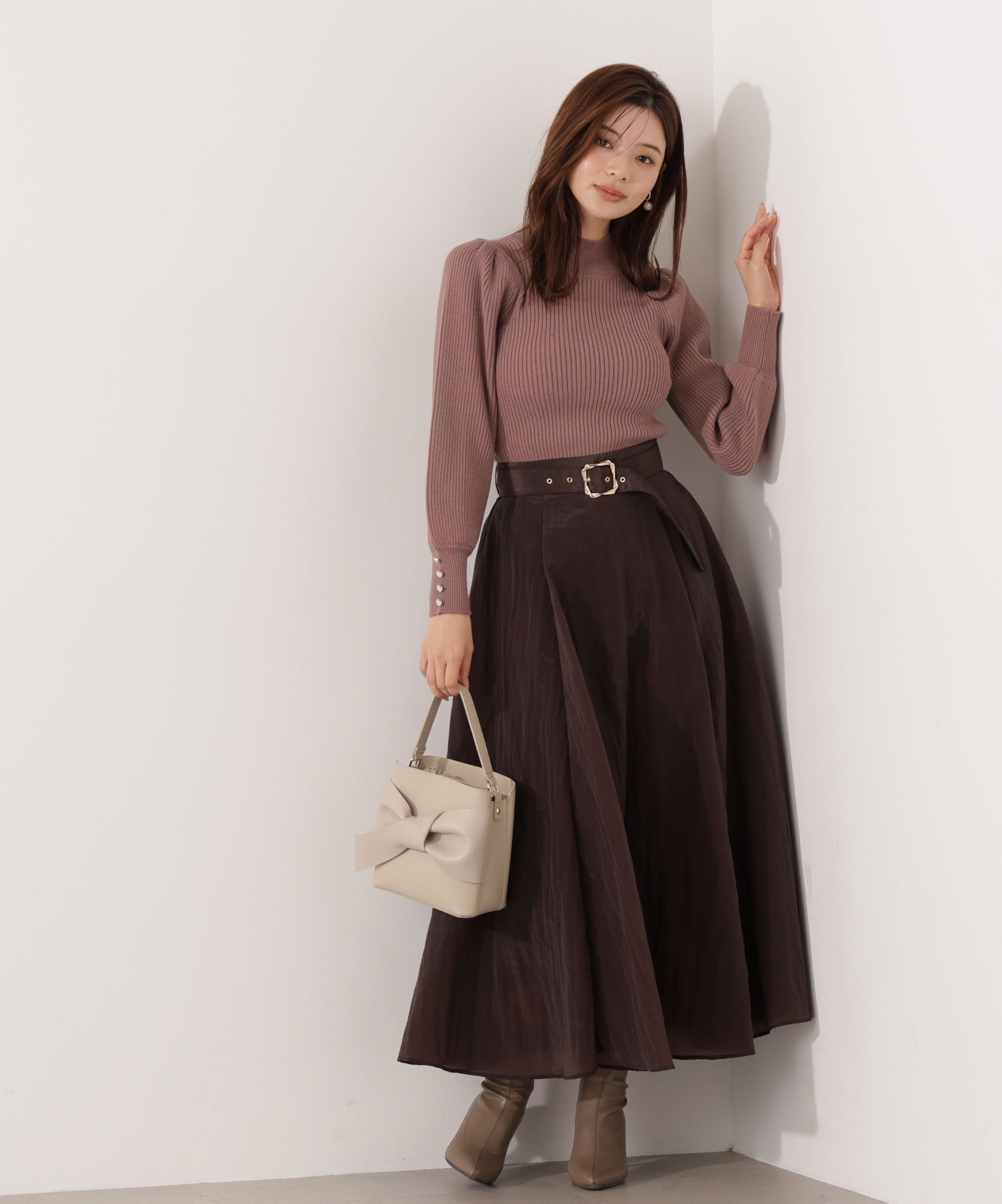 PROPORTION BODY DRESSING「＜ハンドウォッシャブル＞ハイネックボリュームスリーブニット 25AW」|ニット・セーター|