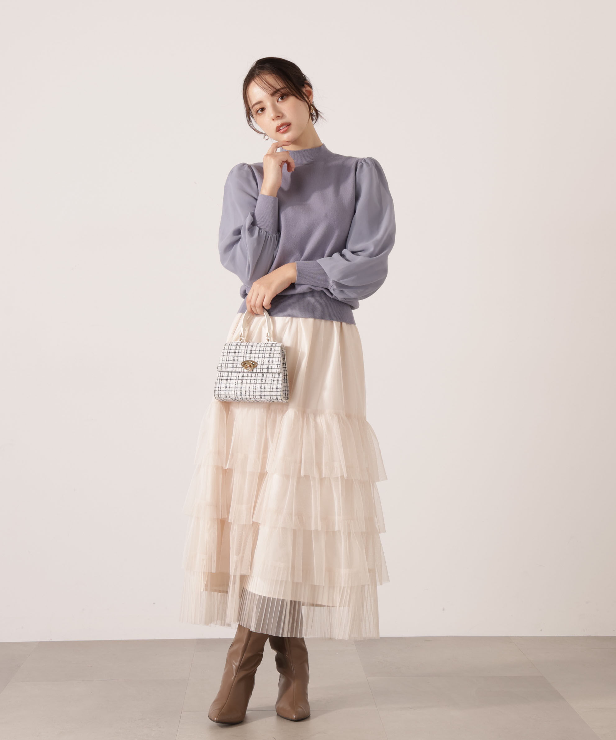 PROPORTION BODY DRESSING「部分プリーツティアードスカート　25AW」|スカート|