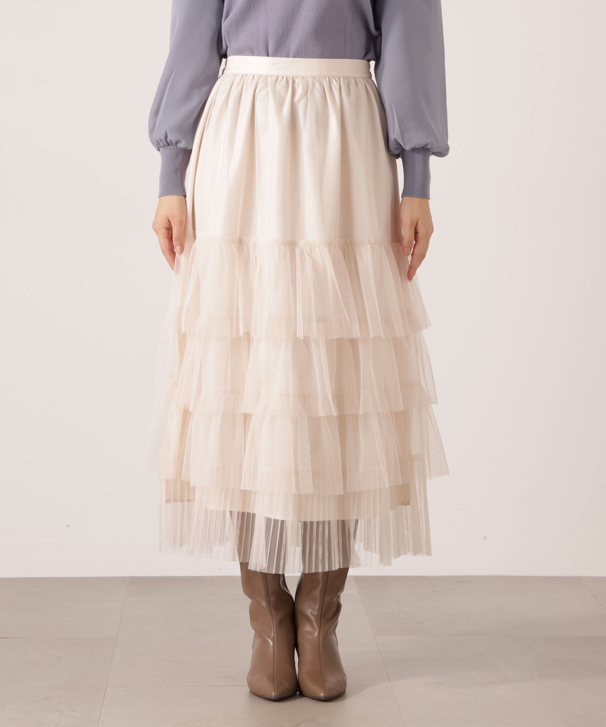 PROPORTION BODY DRESSING「部分プリーツティアードスカート　25AW」|スカート|