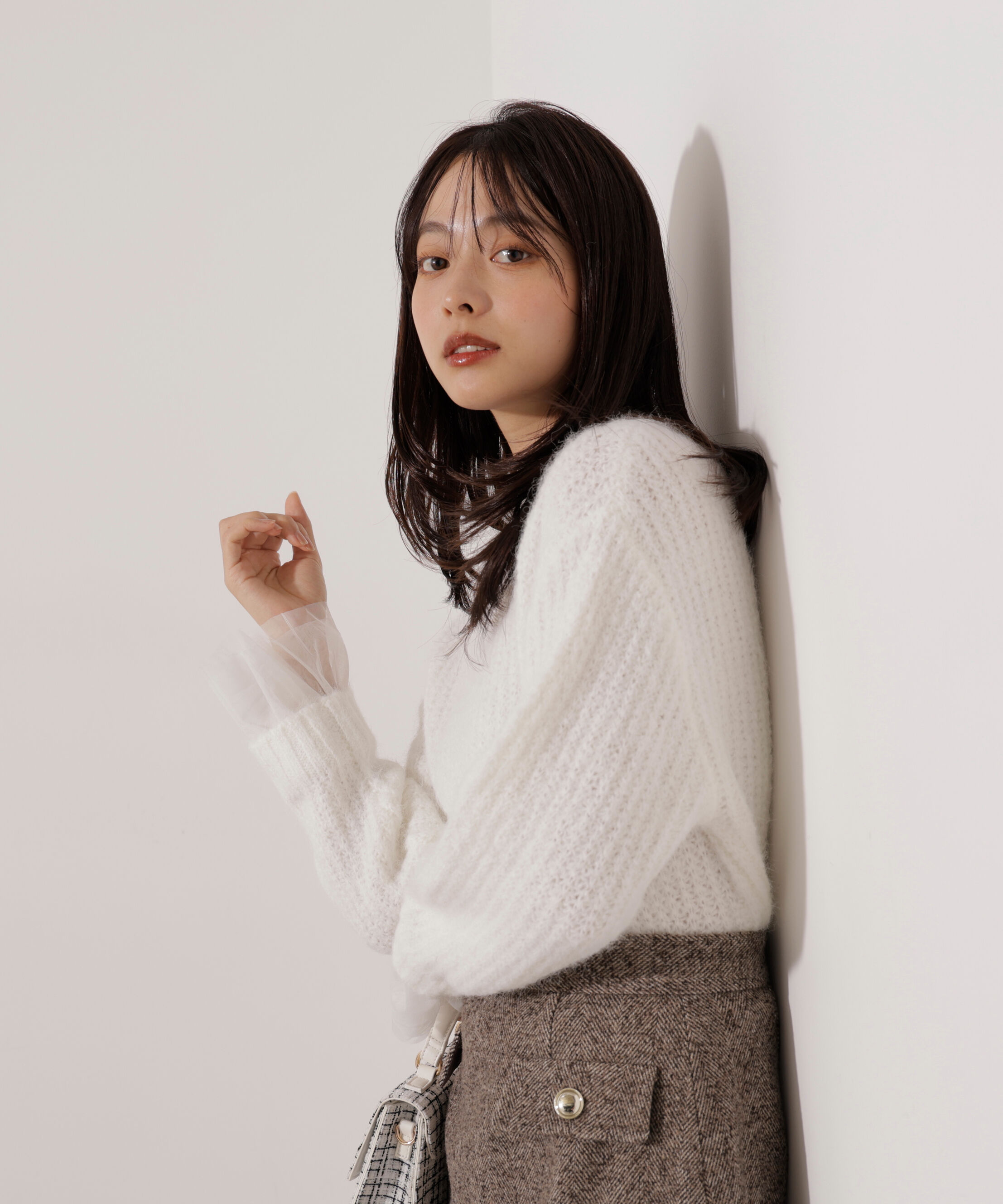 PROPORTION BODY DRESSING「<ウォッシャブル>チュールスリーブボックスニット」|ニット・セーター|