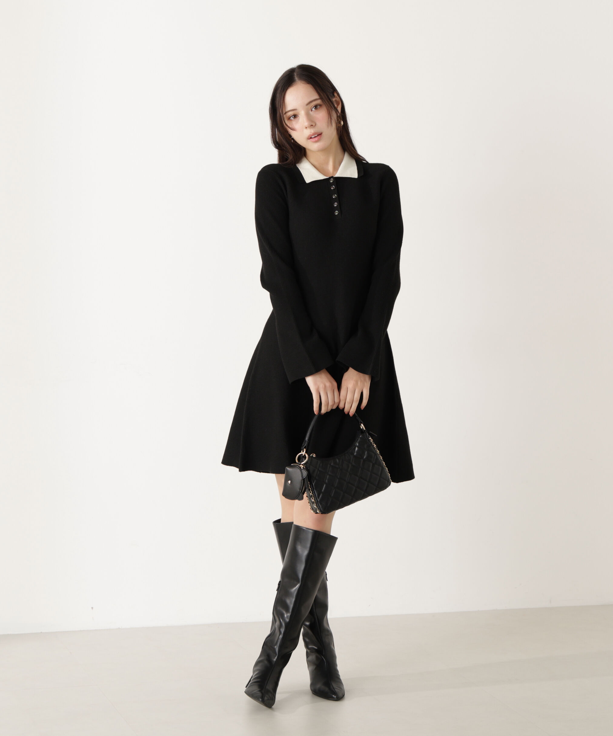 PROPORTION BODY DRESSING「《EDIT COLOGNE》ポロミニニットワンピース」|ワンピース|