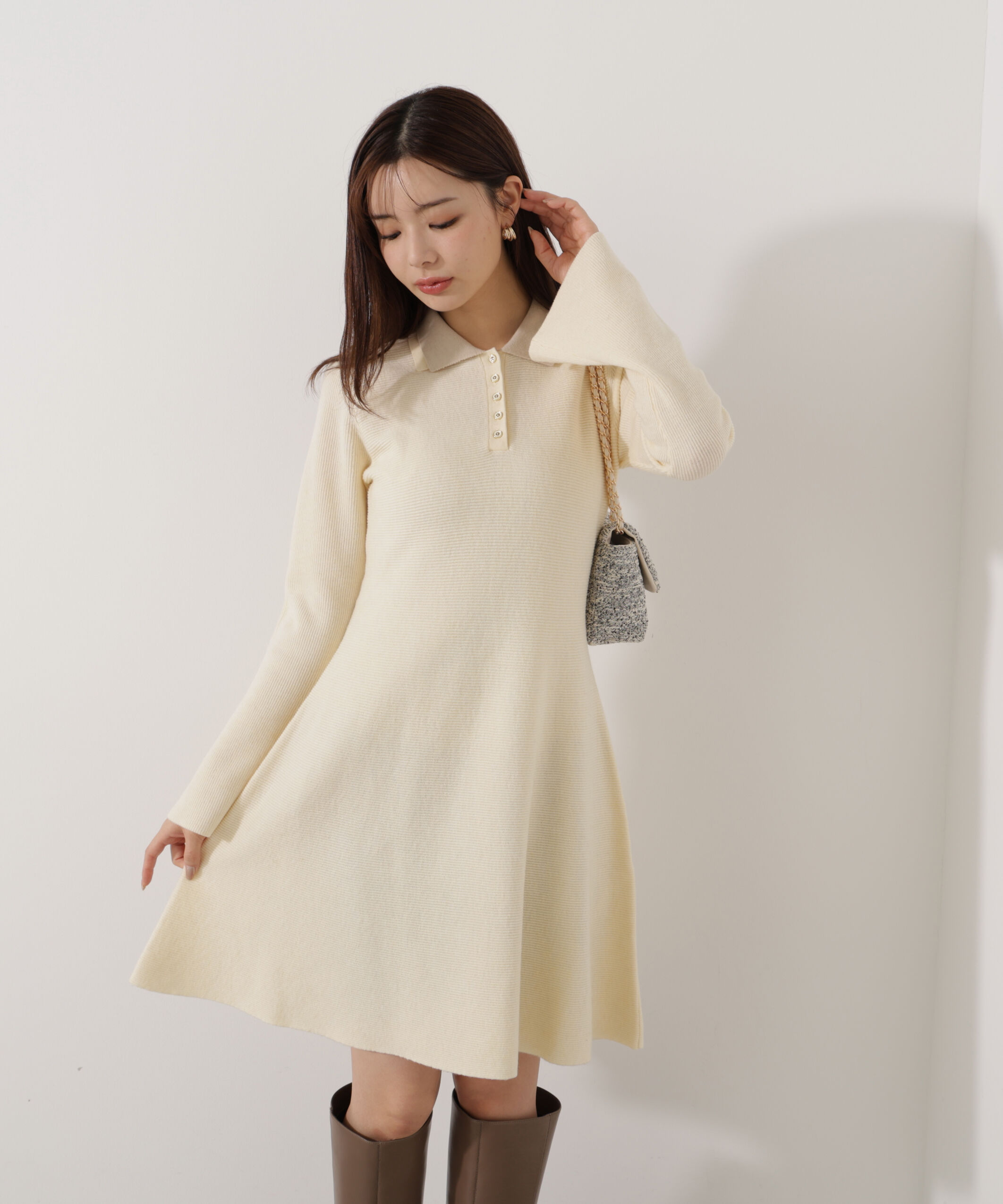 PROPORTION BODY DRESSING「《EDIT COLOGNE》ポロミニニットワンピース」|ワンピース|