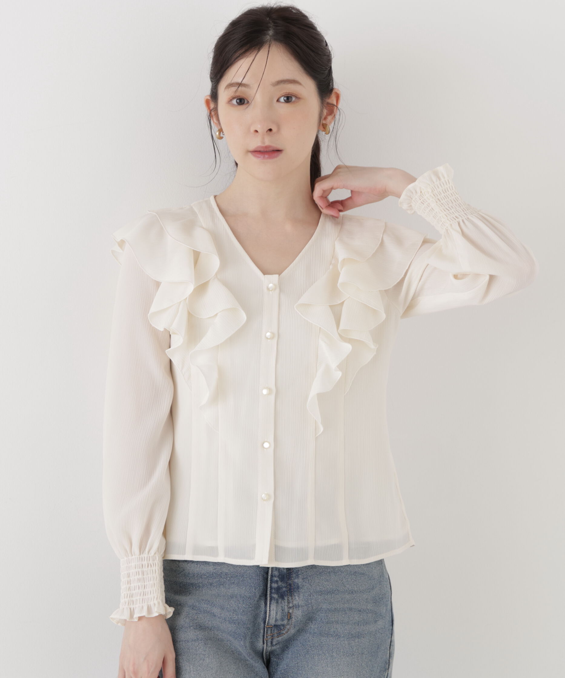 PROPORTION BODY DRESSING「ラッフルフリルブラウス」|シャツ・ブラウス|エクリュ1