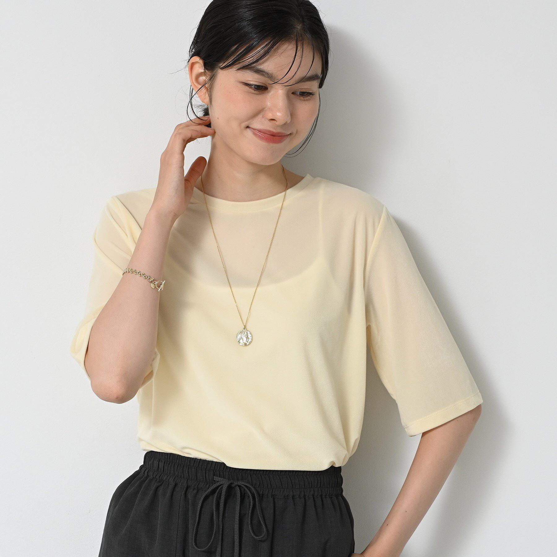 Dessin「【洗える】シアーベロアトップス」|Tシャツ・カットソー|