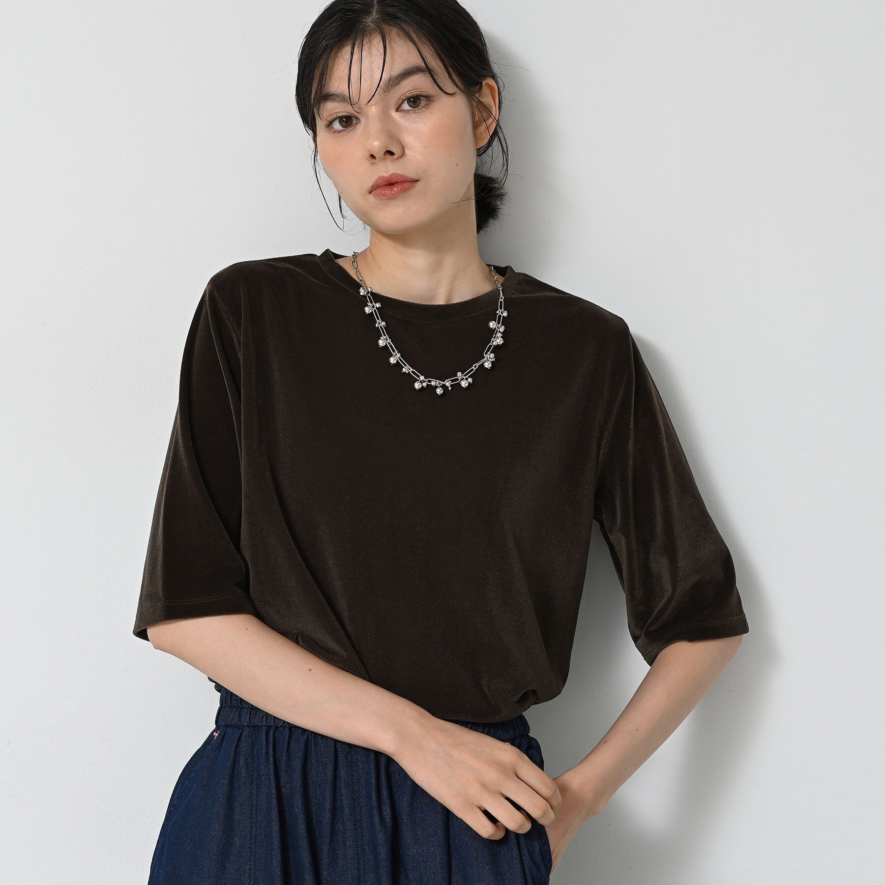 Dessin「【洗える】シアーベロアトップス」|Tシャツ・カットソー|ブラウン(044)