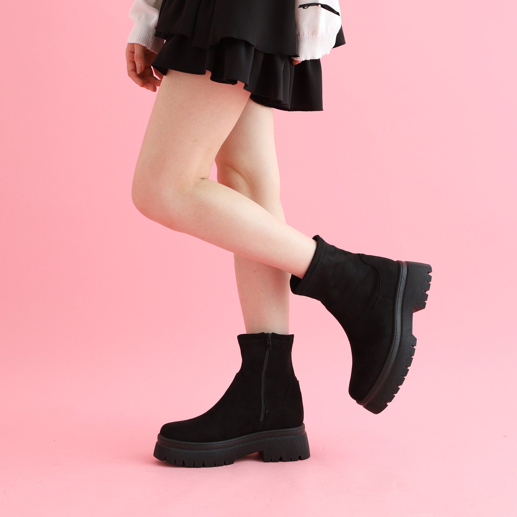 csT&P「厚底プレーンショートブーツ」|ショートブーツ|