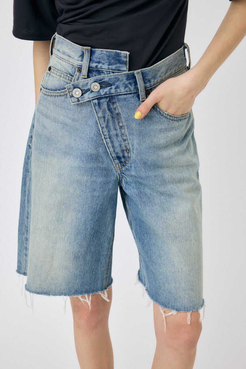 MOUSSY「CROSS WAIST HALF パンツ」|デニム|