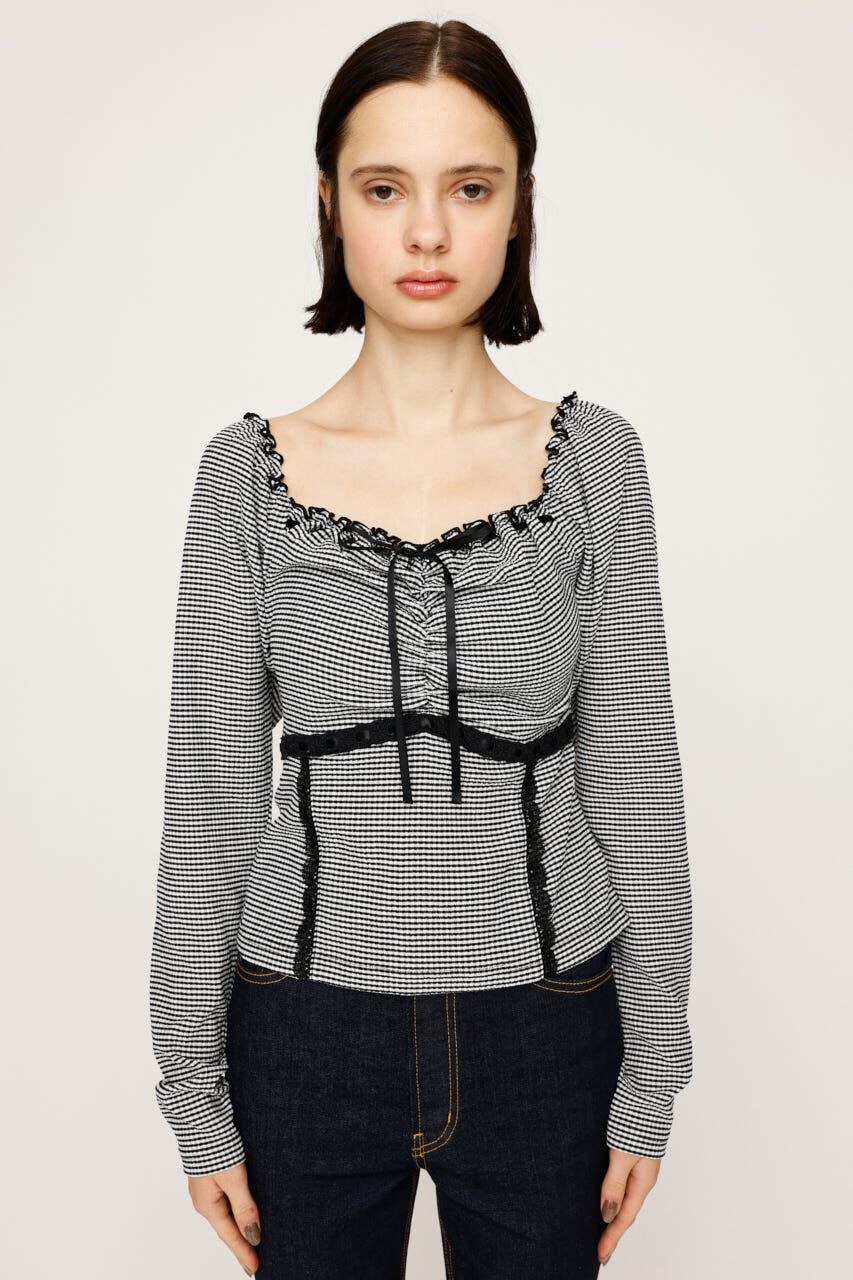 SLY「PLAID RIBBON CUT トップス」|Tシャツ・カットソー|