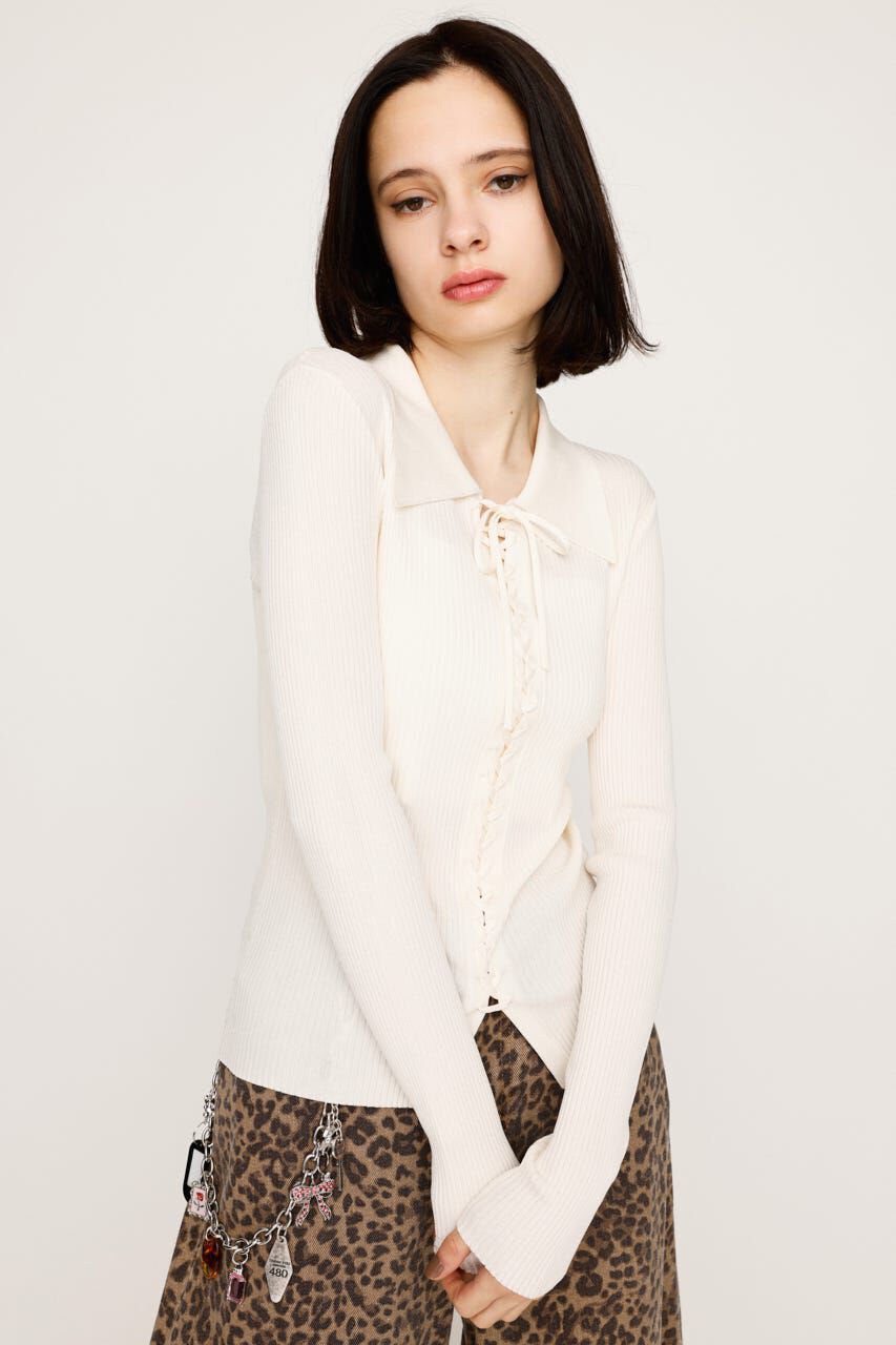 SLY「LACE UP H／G トップス」|ニット・セーター|O/WHT1