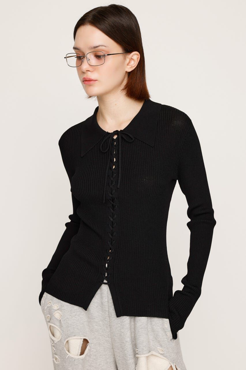 SLY「LACE UP H／G トップス」|ニット・セーター|BLK