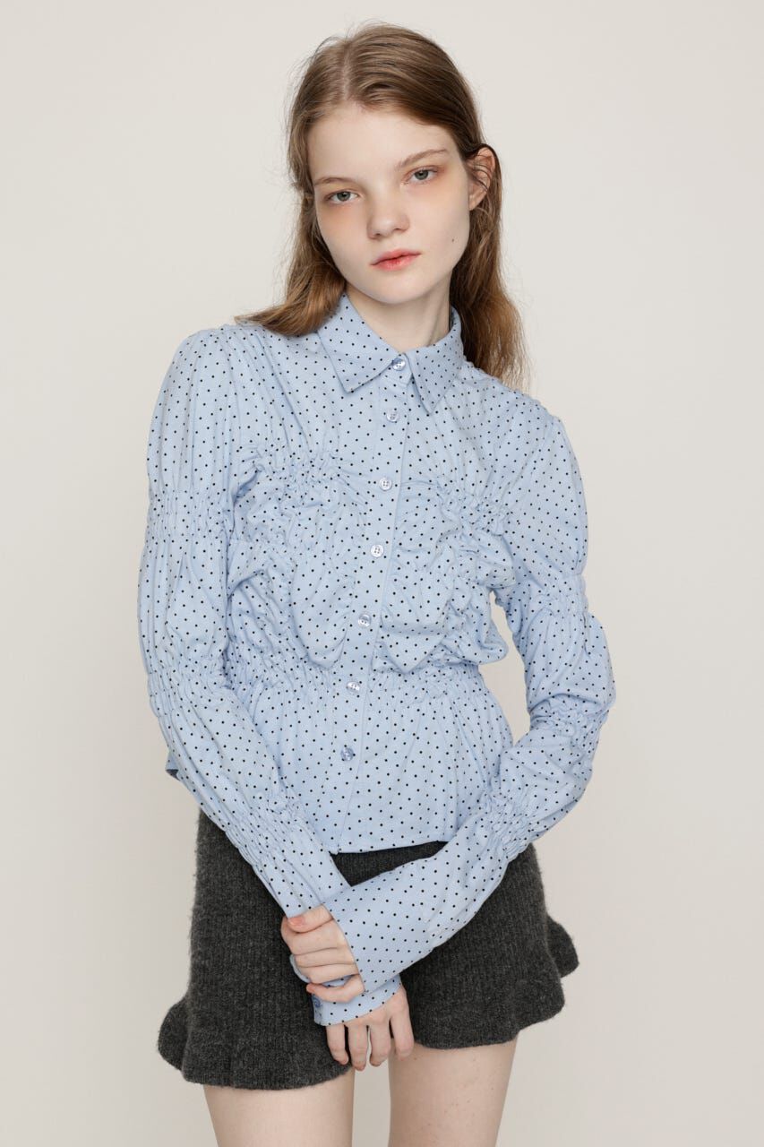 SLY「RANDOM SHIRRING CUT トップス」|シャツ・ブラウス|L/BLU1